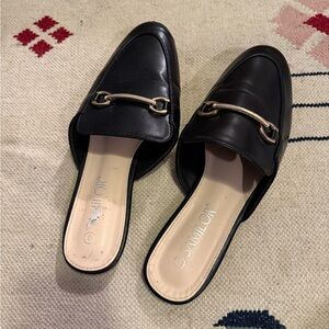 Samilor Black Mules with Gold Accent